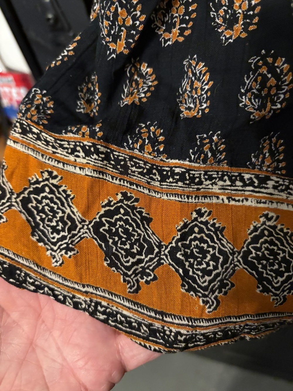 Angie Black and Orange Printed Boho Tunic Dress - Picture 3 of 5